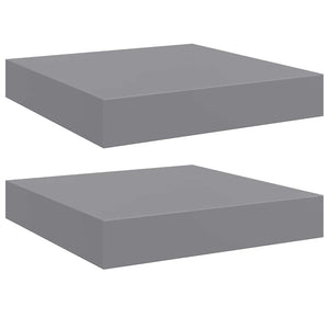 vidaXL Floating Shelves 2 pcs Grey 23x23.5x3.8 cm MDF
