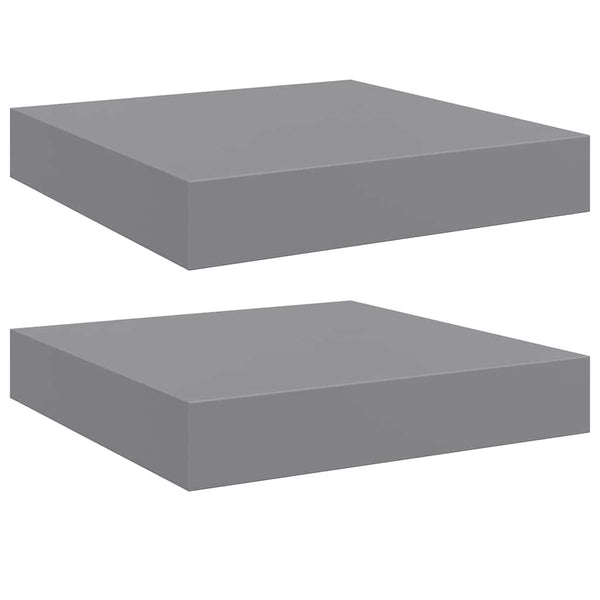 vidaXL Floating Shelves 2 pcs Grey 23x23.5x3.8 cm MDF
