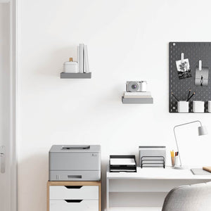 vidaXL Floating Shelves 2 pcs Grey 23x23.5x3.8 cm MDF