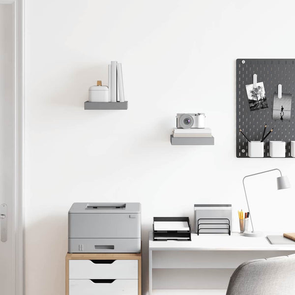 vidaXL Floating Shelves 2 pcs Grey 23x23.5x3.8 cm MDF