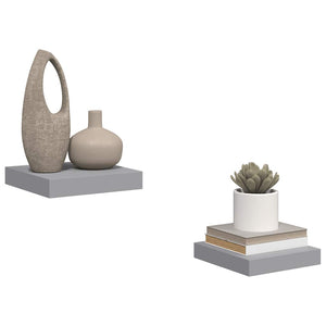 vidaXL Floating Shelves 2 pcs Grey 23x23.5x3.8 cm MDF