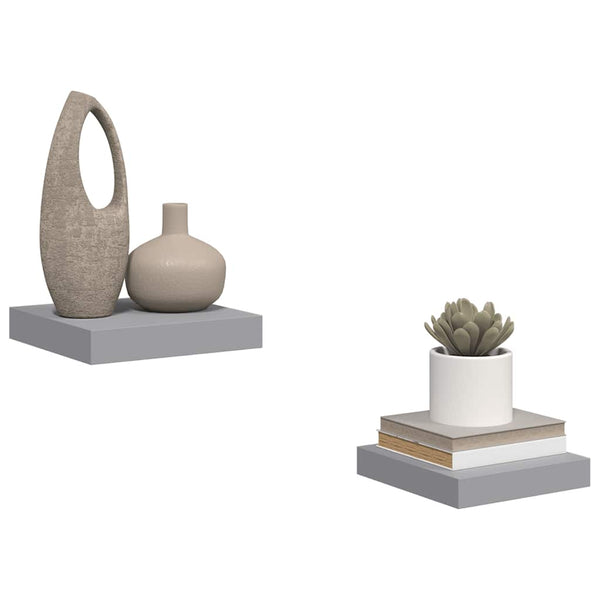 vidaXL Floating Shelves 2 pcs Grey 23x23.5x3.8 cm MDF