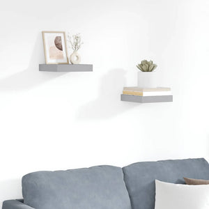 vidaXL Floating Shelves 2 pcs Grey 23x23.5x3.8 cm MDF
