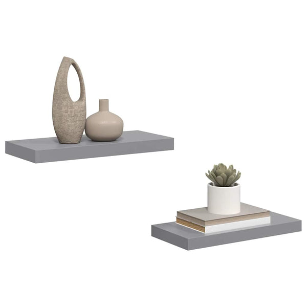 vidaXL Floating Wall Shelves 2 pcs Grey 50x23x3.8 cm MDF
