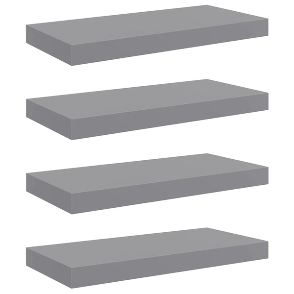 vidaXL Floating Wall Shelves 4 pcs. Grey 50x23x3.8 cm MDF
