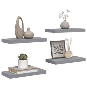 vidaXL Floating Wall Shelves 4 pcs. Grey 50x23x3.8 cm MDF