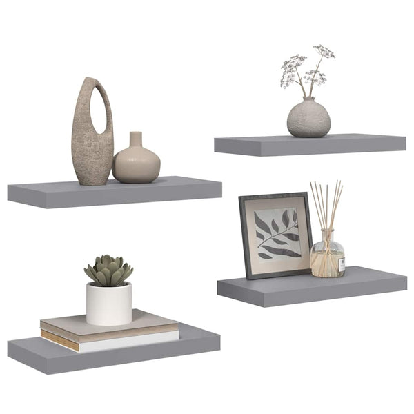vidaXL Floating Wall Shelves 4 pcs. Grey 50x23x3.8 cm MDF