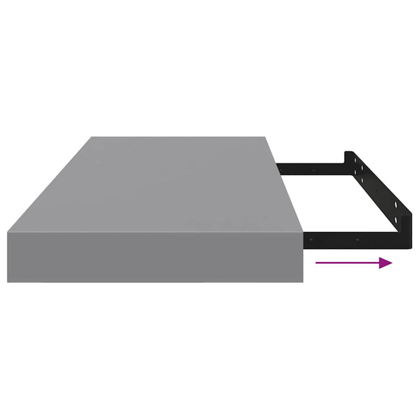 vidaXL Floating Wall Shelf Gray 60x23.5x3.8 cm MDF