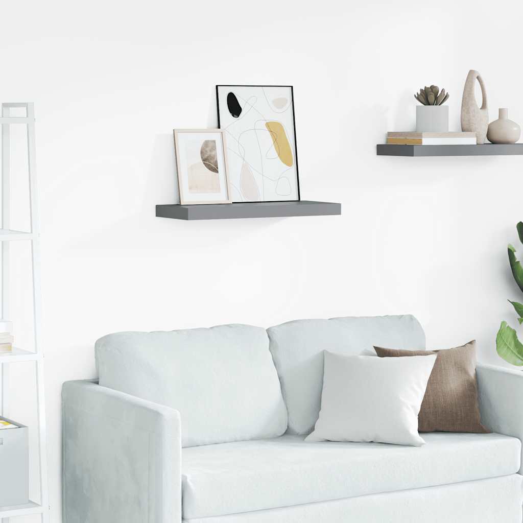 vidaXL Floating Wall Shelf Gray 60x23.5x3.8 cm MDF