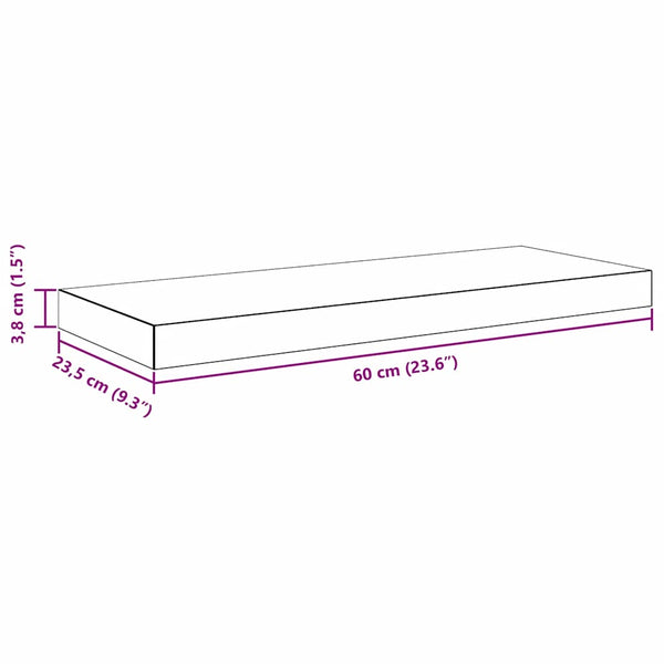 vidaXL Floating Wall Shelves 2 pcs Grey 60x23.5x3.8 cm MDF