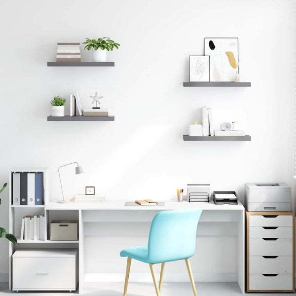 vidaXL Floating Shelves 4 pcs. Grey 60x23.5x3.8cm MDF