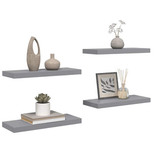 vidaXL Floating Shelves 4 pcs. Grey 60x23.5x3.8cm MDF