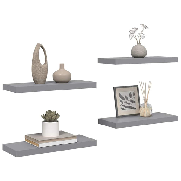 vidaXL Floating Shelves 4 pcs. Grey 60x23.5x3.8cm MDF