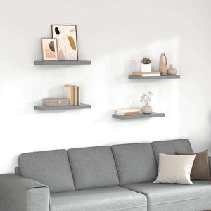 vidaXL Floating Shelves 4 pcs. Grey 60x23.5x3.8cm MDF
