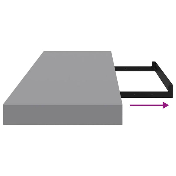vidaXL Floating Shelf Grey 80x23.5x3.8 cm MDF