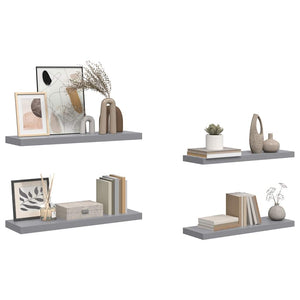 vidaXL Floating Shelves 4 pcs. Grey 80x23.5x3.8 cm MDF