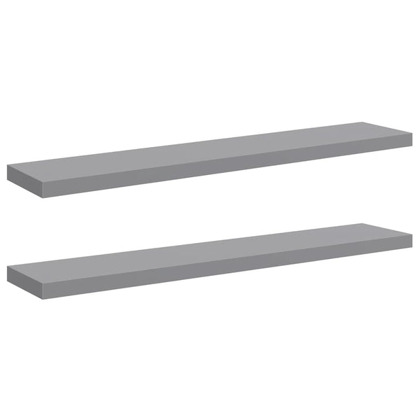 vidaXL Floating Wall Shelves 2 pcs. Grey 120x23.5x3.8 cm MDF