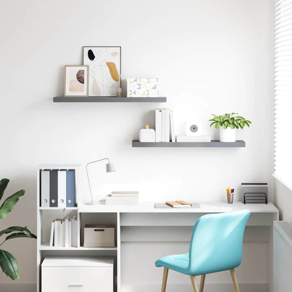 vidaXL Floating Wall Shelves 2 pcs. Grey 120x23.5x3.8 cm MDF