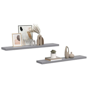 vidaXL Floating Wall Shelves 2 pcs. Grey 120x23.5x3.8 cm MDF