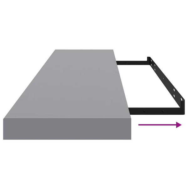 vidaXL Floating Wall Shelves 2 pcs. Grey 120x23.5x3.8 cm MDF