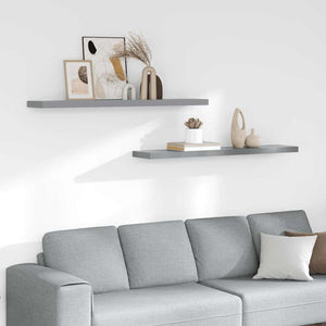 vidaXL Floating Wall Shelves 2 pcs. Grey 120x23.5x3.8 cm MDF