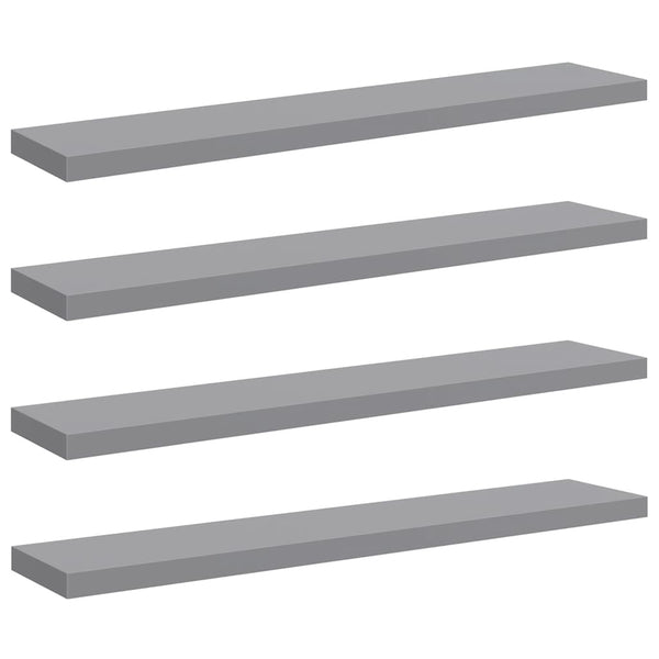 vidaXL Floating Wall Shelves 4 pcs Grey 120x23.5x3.8 cm MDF