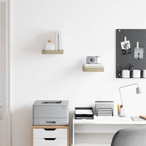 vidaXL Floating Wall Shelves 2 pcs Oak 23x23.5x3.8cm MDF