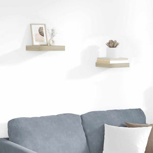 vidaXL Floating Wall Shelves 2 pcs Oak 23x23.5x3.8cm MDF