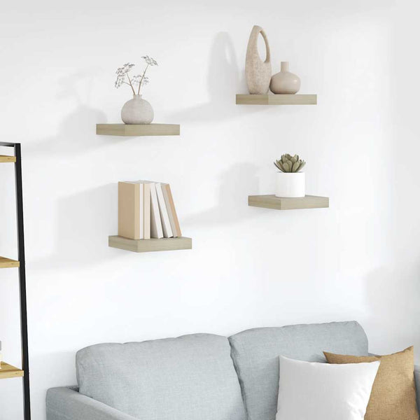 vidaXL Floating Wall Shelves 4 pcs. Oak Color 23x23.5x3.8cm MDF
