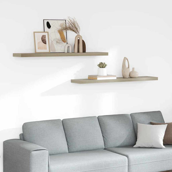 vidaXL Floating Wall Shelves 2 pcs Oak 120x23.5x3.8 cm MDF