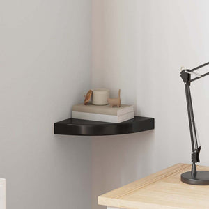 vidaXL Corner Floating Shelf High Gloss Black 25x25x3.8 cm MDF