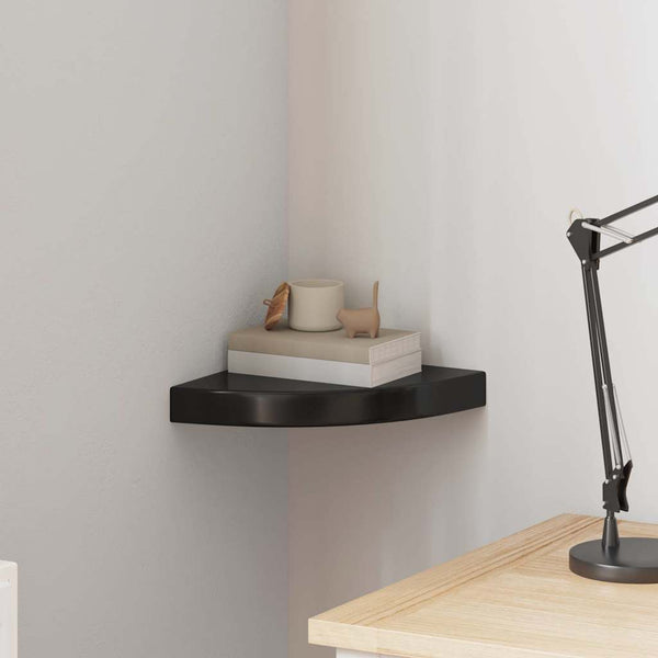 vidaXL Corner Floating Shelf High Gloss Black 25x25x3.8 cm MDF