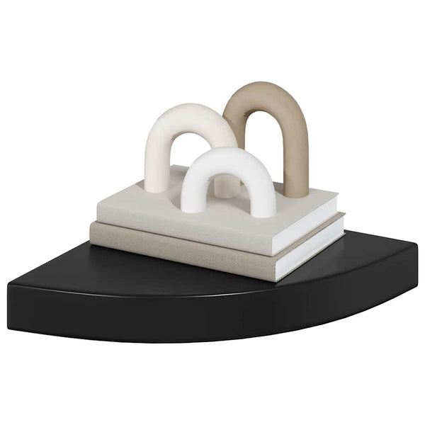 vidaXL Corner Floating Shelf High Gloss Black 25x25x3.8 cm MDF