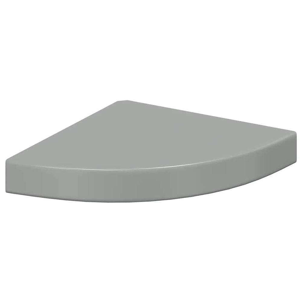 vidaXL Corner Floating Shelf High Gloss Grey 25x25x3.8 cm MDF