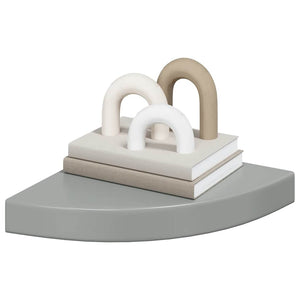 vidaXL Corner Floating Shelves 4 pcs. High Gloss Grey 25x25x3.8 cm MDF