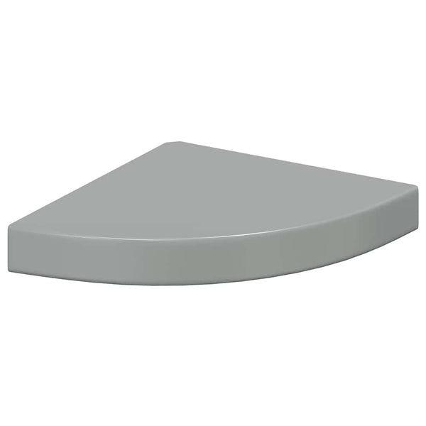 vidaXL Corner Floating Shelves 4 pcs. High Gloss Grey 25x25x3.8 cm MDF