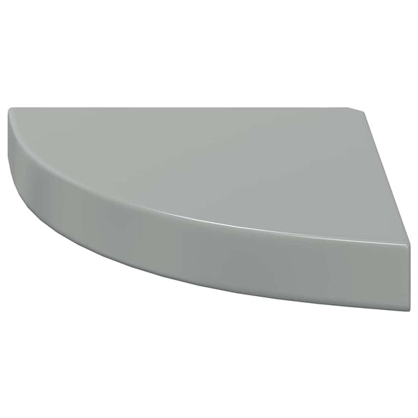 vidaXL Corner Floating Shelves 4 pcs. High Gloss Grey 25x25x3.8 cm MDF