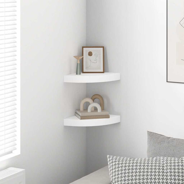 vidaXL Floating Corner Shelves 2 pcs. White 25x25x3.8 cm MDF