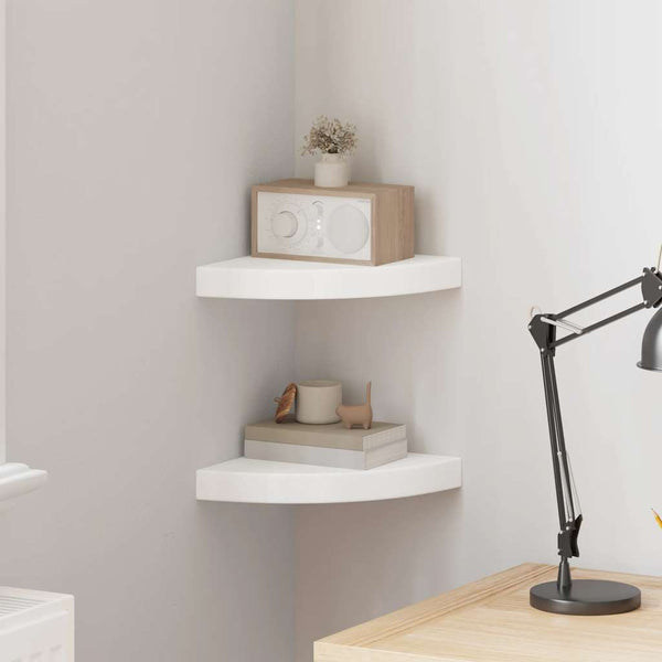 vidaXL Floating Corner Shelves 2 pcs. White 25x25x3.8 cm MDF