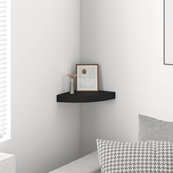 vidaXL Corner Floating Shelf Black 25x25x3.8 cm MDF