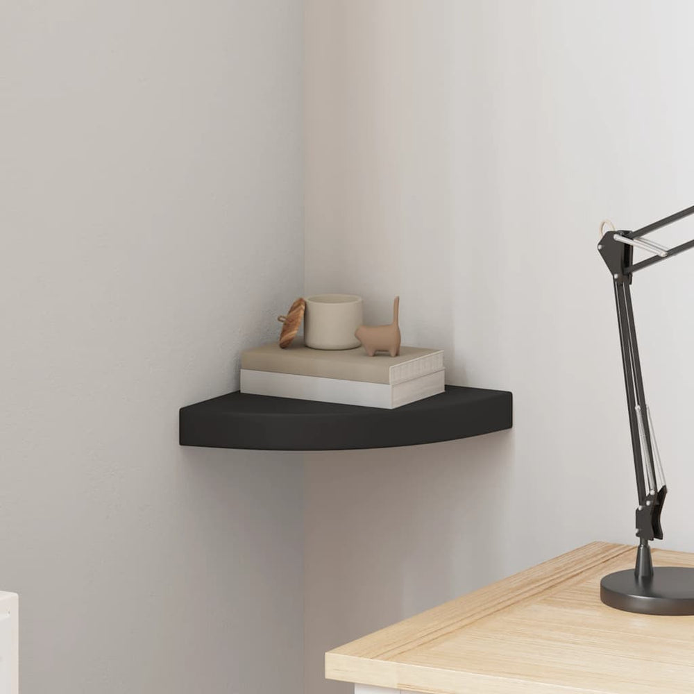 vidaXL Corner Floating Shelf Black 25x25x3.8 cm MDF