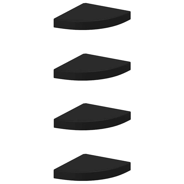 vidaXL Corner Floating Shelves 4 pcs Black 25x25x3.8 cm MDF