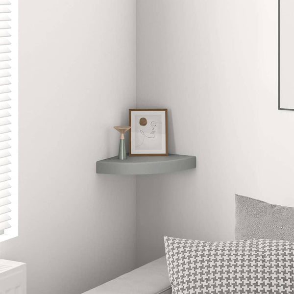 vidaXL Corner Floating Shelf Grey 25x25x3.8 cm MDF
