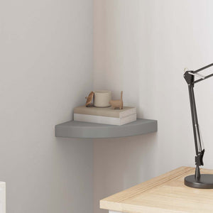 vidaXL Corner Floating Shelf Grey 25x25x3.8 cm MDF