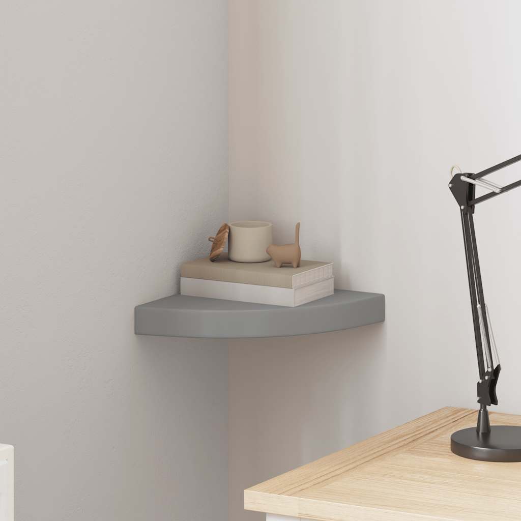 vidaXL Corner Floating Shelf Grey 25x25x3.8 cm MDF