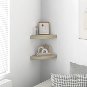 vidaXL Corner Floating Shelves 2 pcs Oak Look 25x25x3.8 cm MDF
