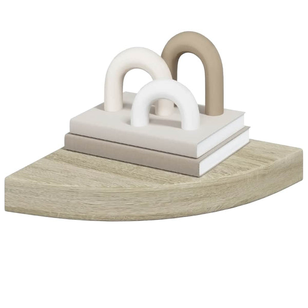 vidaXL Corner Floating Shelves 2 pcs Oak Look 25x25x3.8 cm MDF