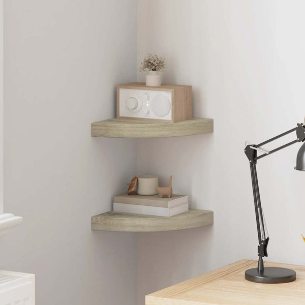 vidaXL Corner Floating Shelves 2 pcs Oak Look 25x25x3.8 cm MDF