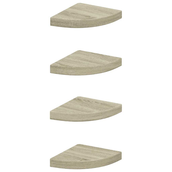 vidaXL Corner Floating Shelves 4 pcs. Oak Look 25x25x3.8 cm MDF