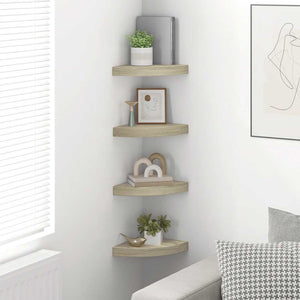 vidaXL Corner Floating Shelves 4 pcs. Oak Look 25x25x3.8 cm MDF